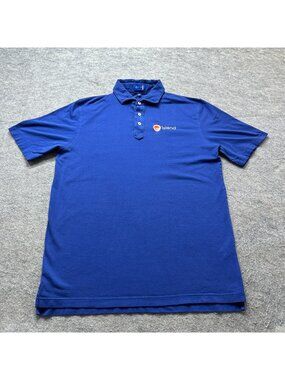 Stitch Golf Polo Shirt Men M/L Blue Solid Stretch Giza Cotton Classic Fit Island
